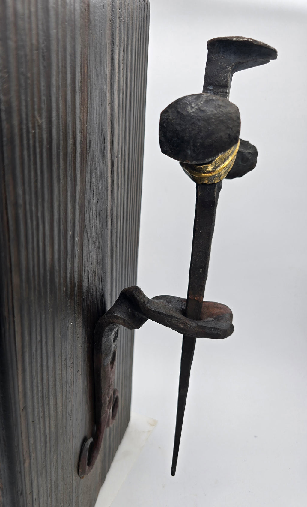 Railroad spike cross with wall mount
