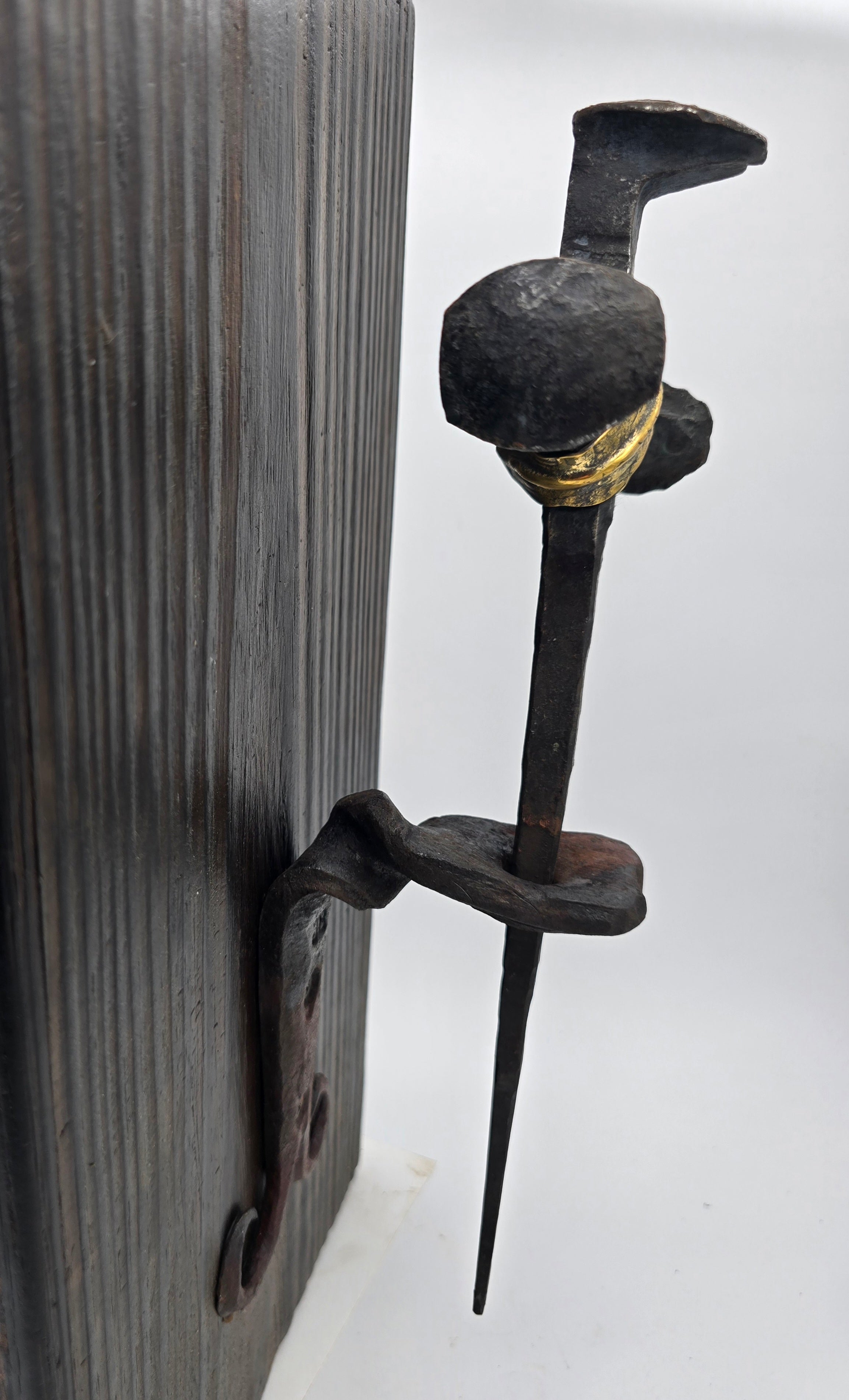 Railroad spike cross with wall mount